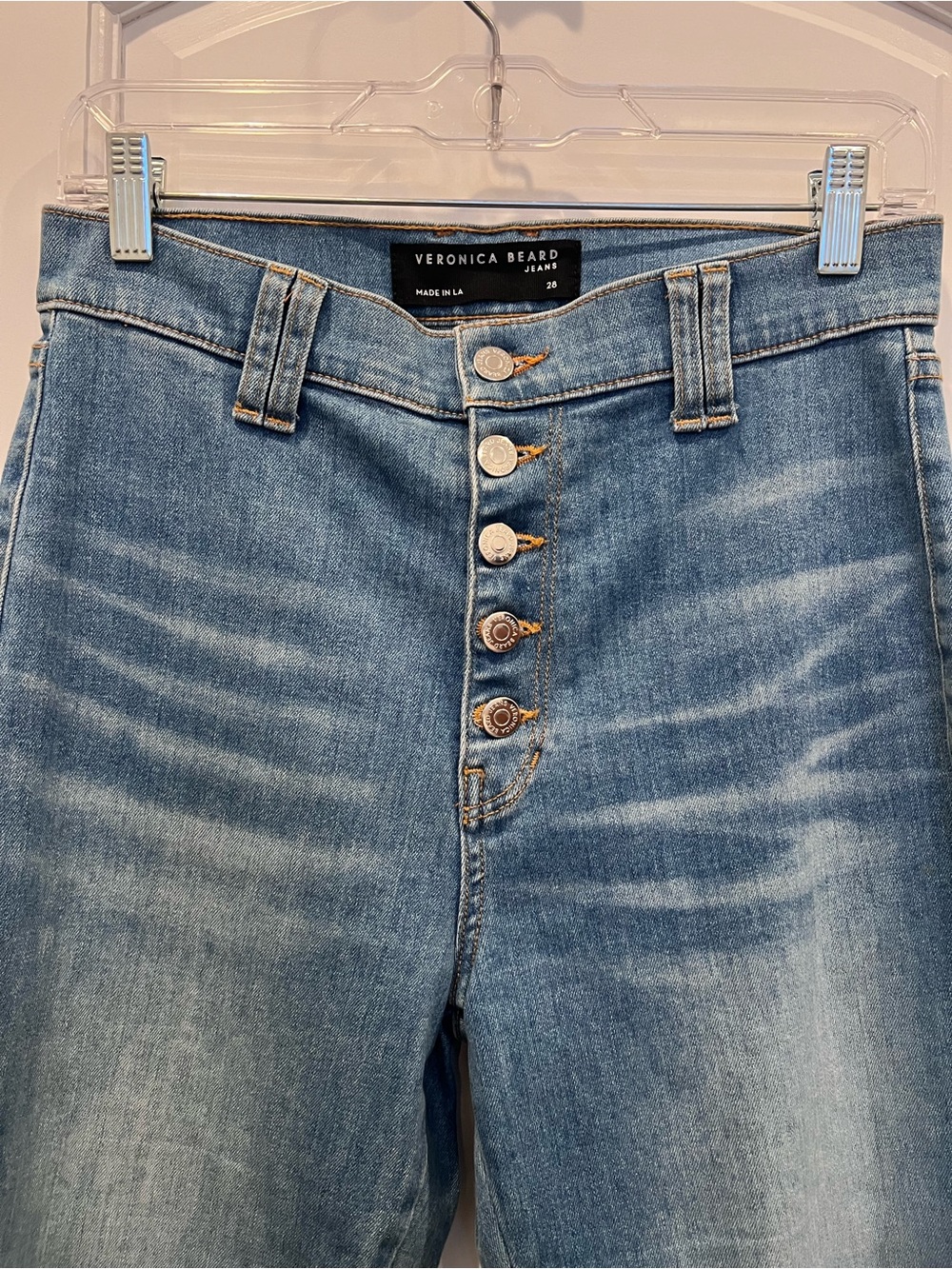 Veronica Beard Medium Light Blue High-Rise Button-Fly Jeans